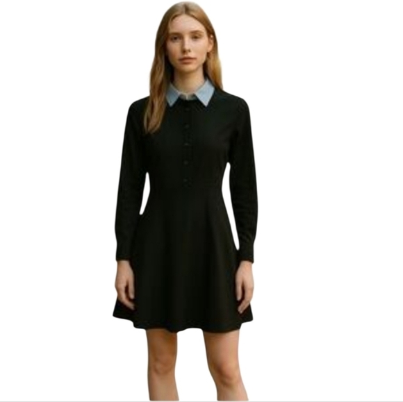 Coach 1941 Black Removable Collar Button Front Shirt Dress Size 10 - Picture 10 of 10